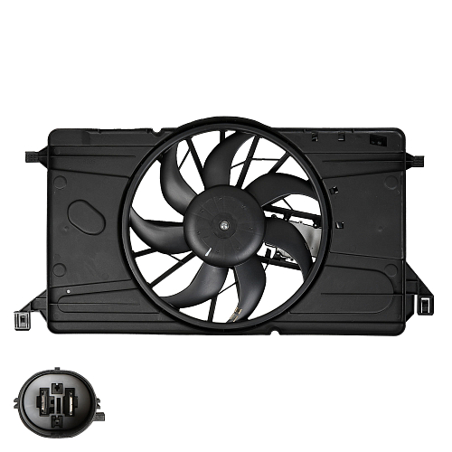 Электровентилятор охлаждения для автомобилей Mazda 3 (BK) (03-) 1.6i (с кожухом и модулем управления)