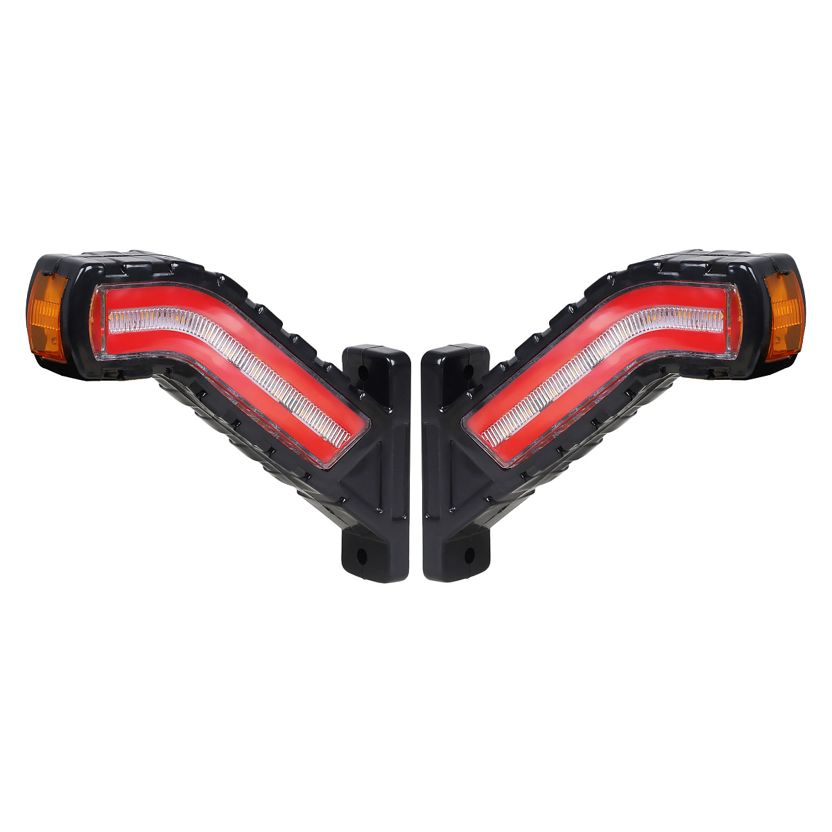 Фонарь габаритный светодиодный (огонь контурный) PRO , 12/24В, прямоугольный, красный + белый + оранжевый, повторитель указателя поворота, комплект 2 шт.