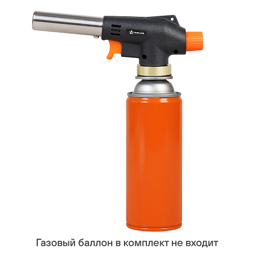 Горелка газовая на резьбовой баллон, пьезоподжиг, анти-вспышка, 16*5,5*3 см