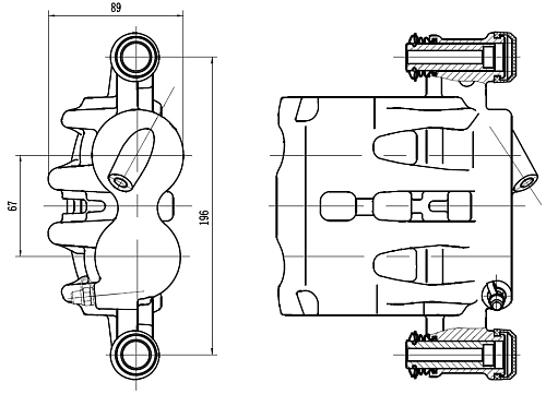Суппорт тормозной для автомобилей Peugeot Boxer (06-)/Fiat Ducato (06-) передний левый d=44/48мм