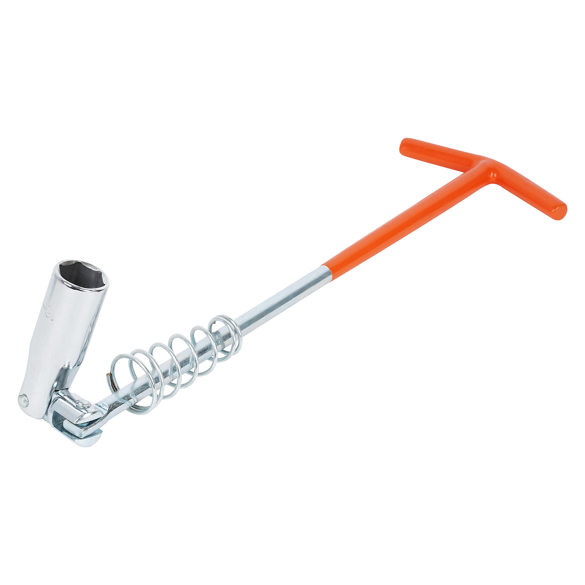 Ключ свечной Т-образный карданный 16мм, 350мм с пружиной, резиновый фиксатор