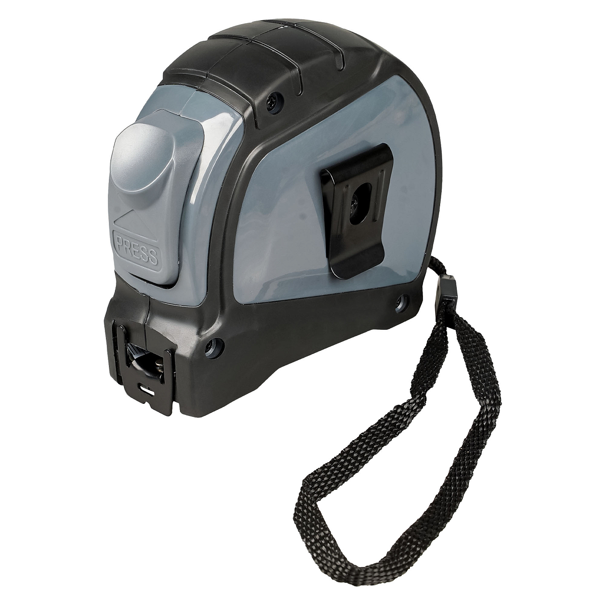 Рулетка в прорезиненном корпусе 10мх25мм PRO, автостоп, дв. зацеп, дв. шкала