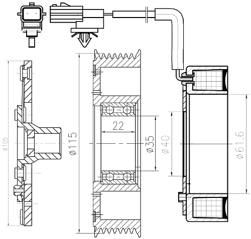 Муфта электромагнитная для компрессора кондиционера LCAC 14N9 LUZAR