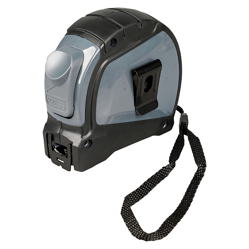 Рулетка в прорезиненном корпусе 10мх25мм PRO, автостоп, дв. зацеп, дв. шкала