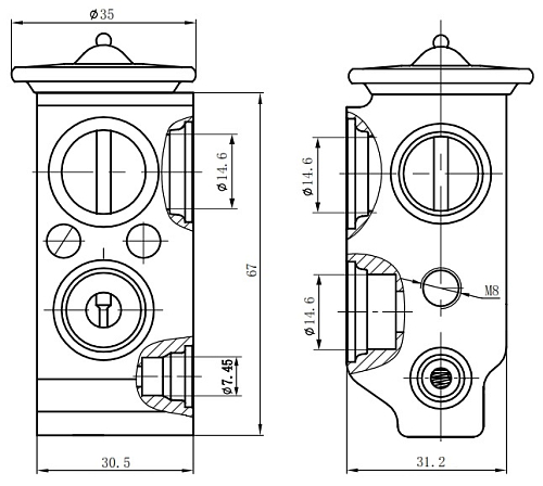 Клапан расширительный кондиционера (ТРВ) для автомобилей Kia Rio (05-)/Kia Sorento II (09-)