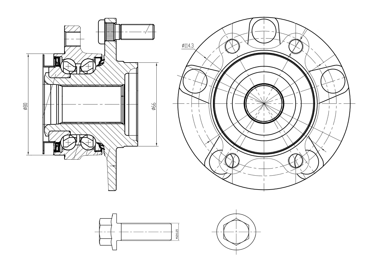 Ступица передняя в сборе с подшипником с монтажным комплектом для автомобиля Nissan Qashqai (06-)