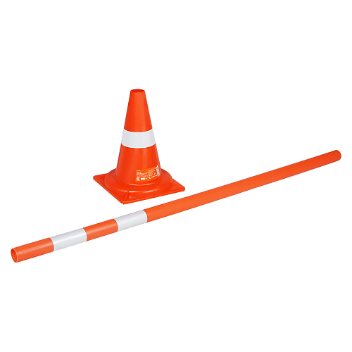 Конус дорожный 320мм с Вехой сигнальной 1200мм, с световозвр.полосами, оранжевый