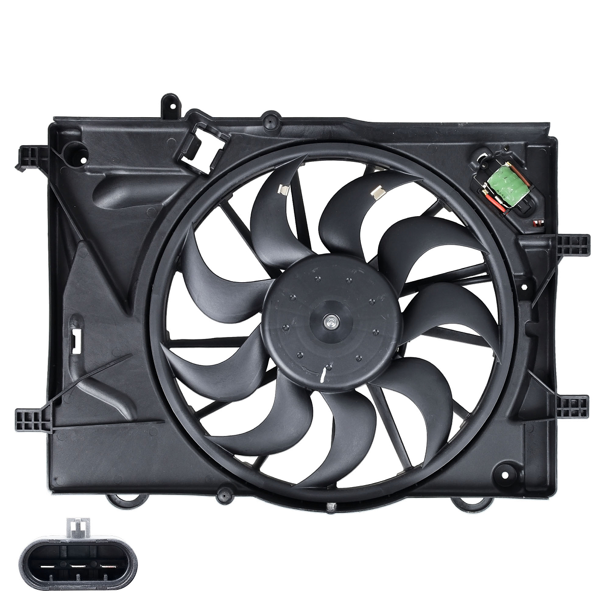 Электровентилятор охлаждения для автомобилей Chevrolet Cobalt (11-) 1.5i (с кожухом и резистором)