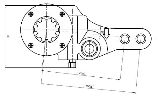 Рычаг тормоза регулировочный механический (трещотка) для автомобилей МАЗ задний правый (эвольвентный шлиц)