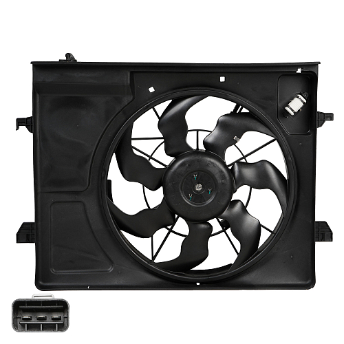 Электровентилятор охлаждения для автомобилей KIA Cerato II (09-) (с кожухом и резистором)