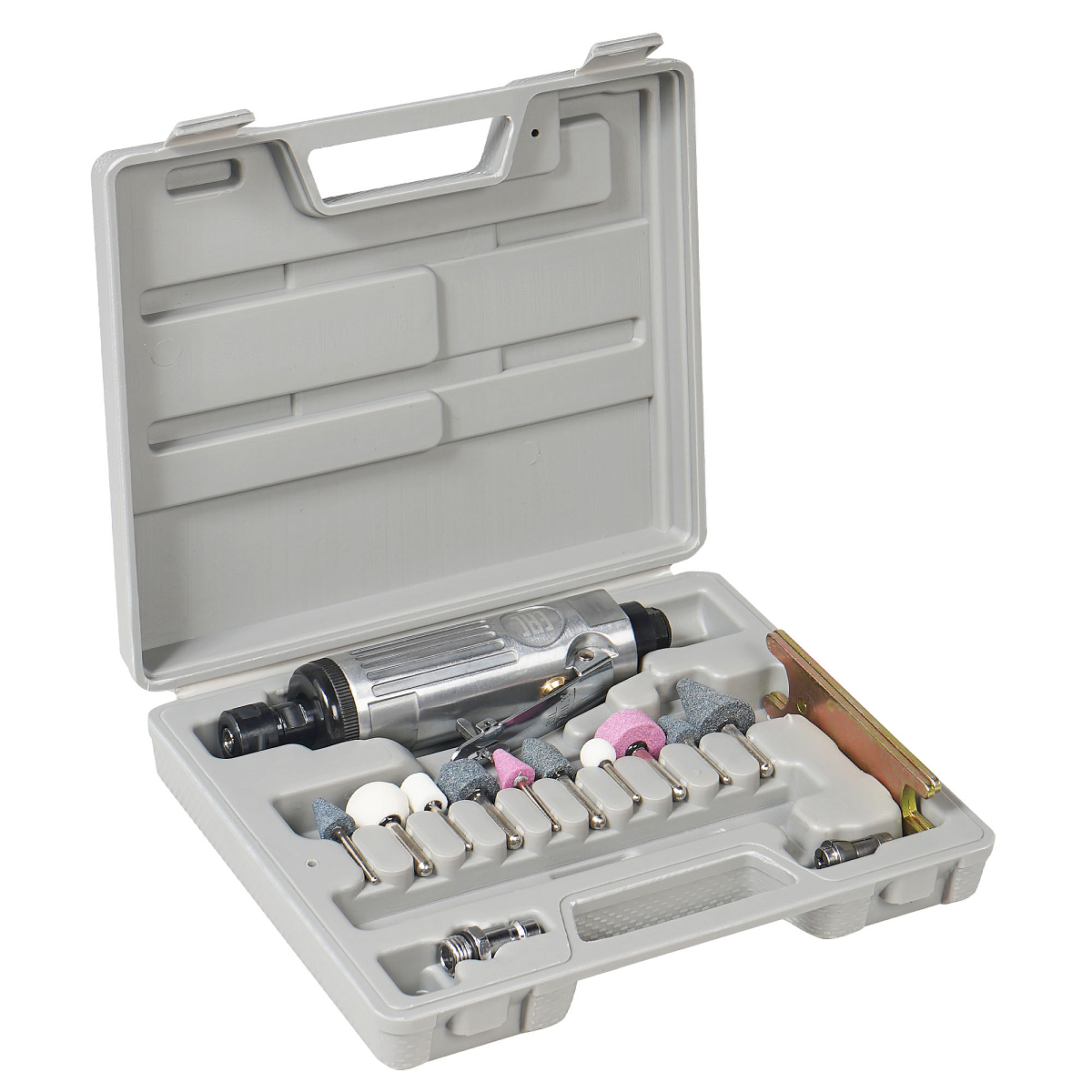 Машинка шлифовальная пневматическая 175мм, 25000 об/мин прямая с оснасткой 16 пр. кейс