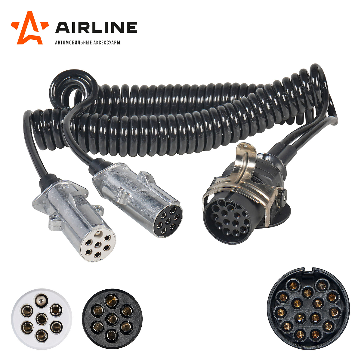 Кабель прицепа 24В адаптер с 15 конт. на тип-N 7 конт. и тип-S 7 конт. 4,5м (металл)