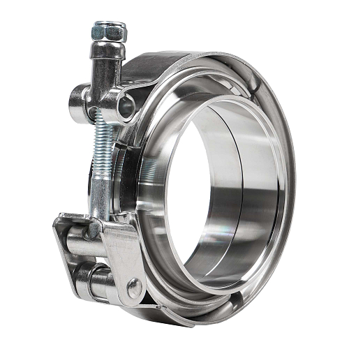 Хомут глушителя V-band быстросъемный (усиленный) с фланцами D=76 мм (нержавеющая сталь)
