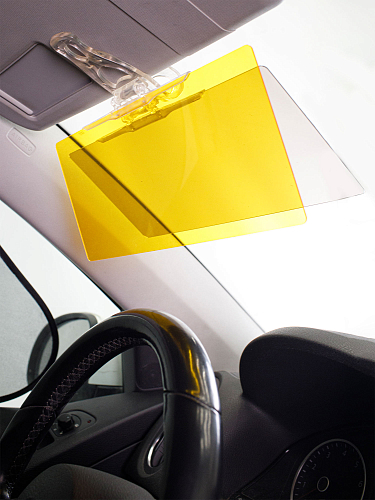 Козырек солнцезащитный, антибликовый, два стекла, универсальное крепление-клипса