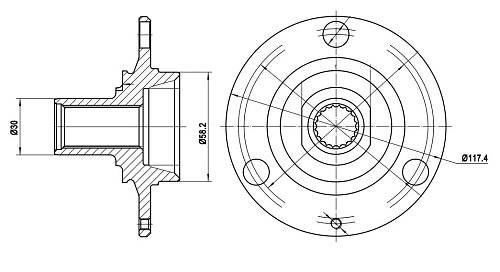 Ступица передняя для автомобиля Лада 1111 (3 отверстия R12)
