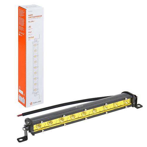 Фара (балка) светодиодная однорядная, 9LED, желтый дальний свет, 13.5Вт, 264x30x47мм, 12/24В