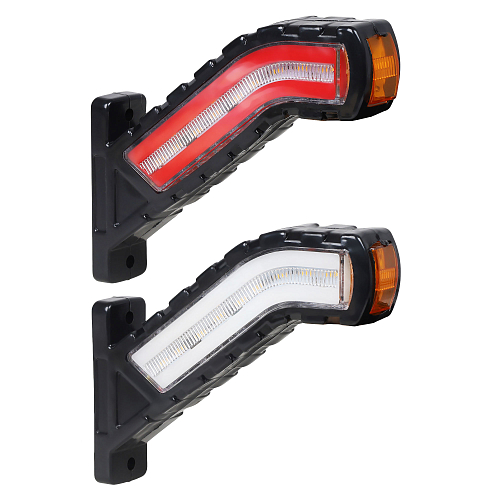 Фонарь габаритный светодиодный (огонь контурный) PRO , 12/24В, прямоугольный, красный + белый + оранжевый, повторитель указателя поворота, комплект 2 шт.