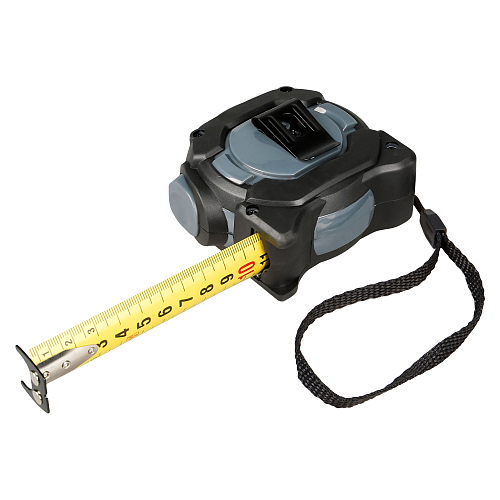 Рулетка в прорезиненном корпусе 7.5мх25мм PRO, автостоп дв.магнит.зацеп,нейлон двуст.шкала