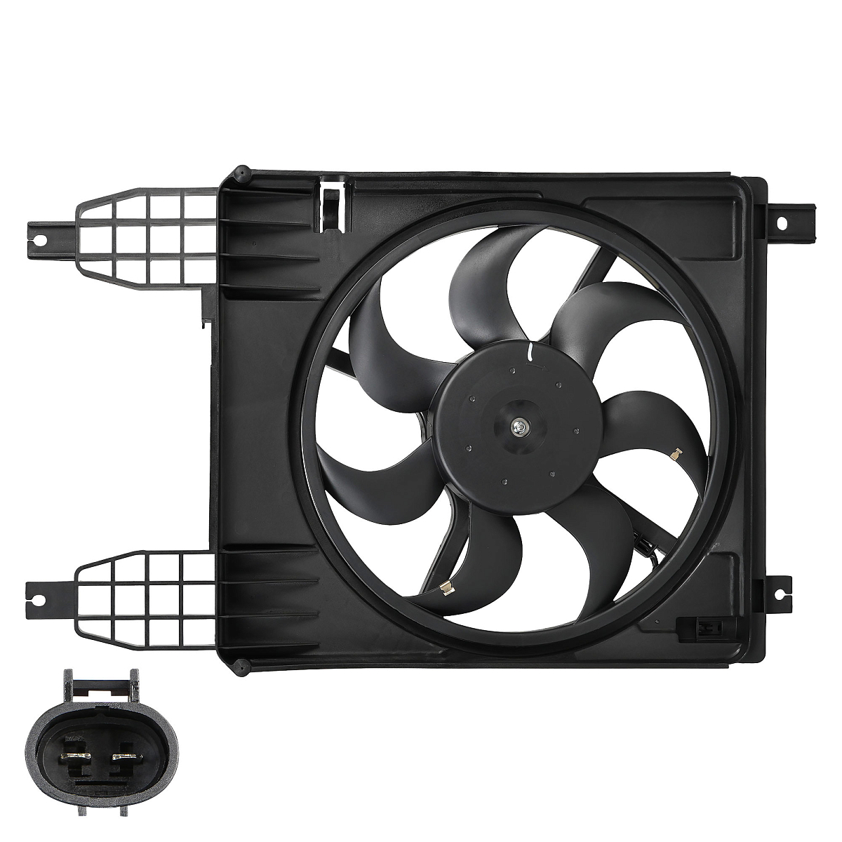 Электровентилятор охлаждения для автомобилей Chevrolet Aveo T255 (08-) (с кожухом)