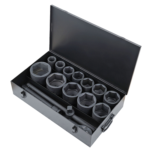 Набор головок ударных 1"DR L=90мм, 16пр. (36-90мм) металл.кейс