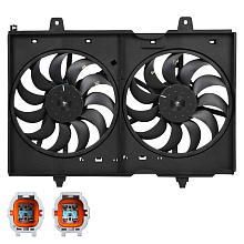 Электровентилятор охлаждения для автомобилей Nissan X-Trail (T31) (07-) 2.0d/2.0i/2.5i (2 вент.) (с кожухом)