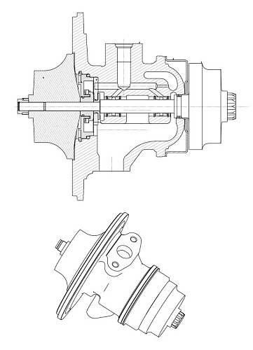Картридж турбокомпрессора для а/м КАМАЗ Cummins ISBe/ISDe (тип HE351W)