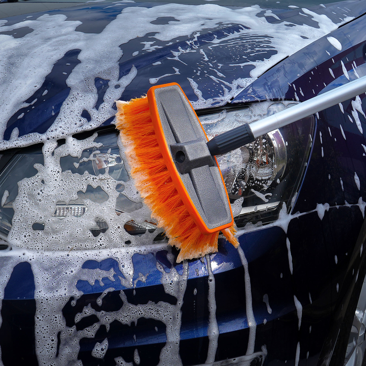 Швабра с насадкой для шланга, щеткой 20см и телескопической ручкой 70-100см