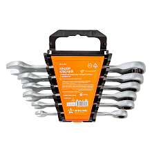 Набор ключей комбинированных трещоточных PRO 6пр. (8-17мм) холдер