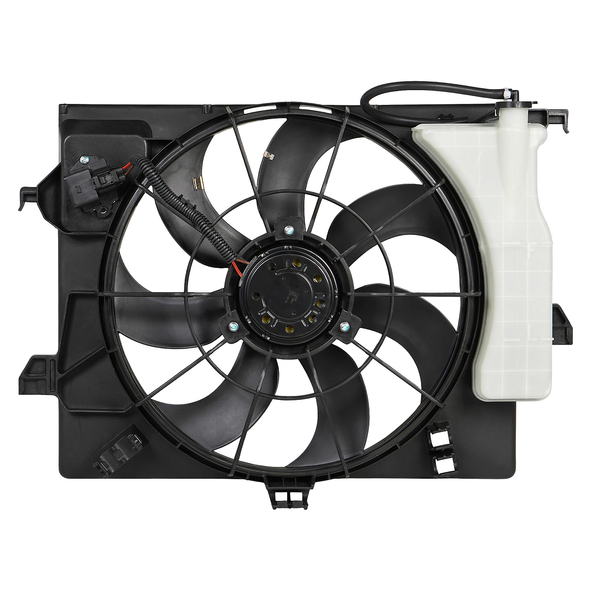 Электровентилятор охлаждения для автомобилей Hyundai Solaris (10-)/KIA Rio (10-) (с кожухом и резистором) A/C+