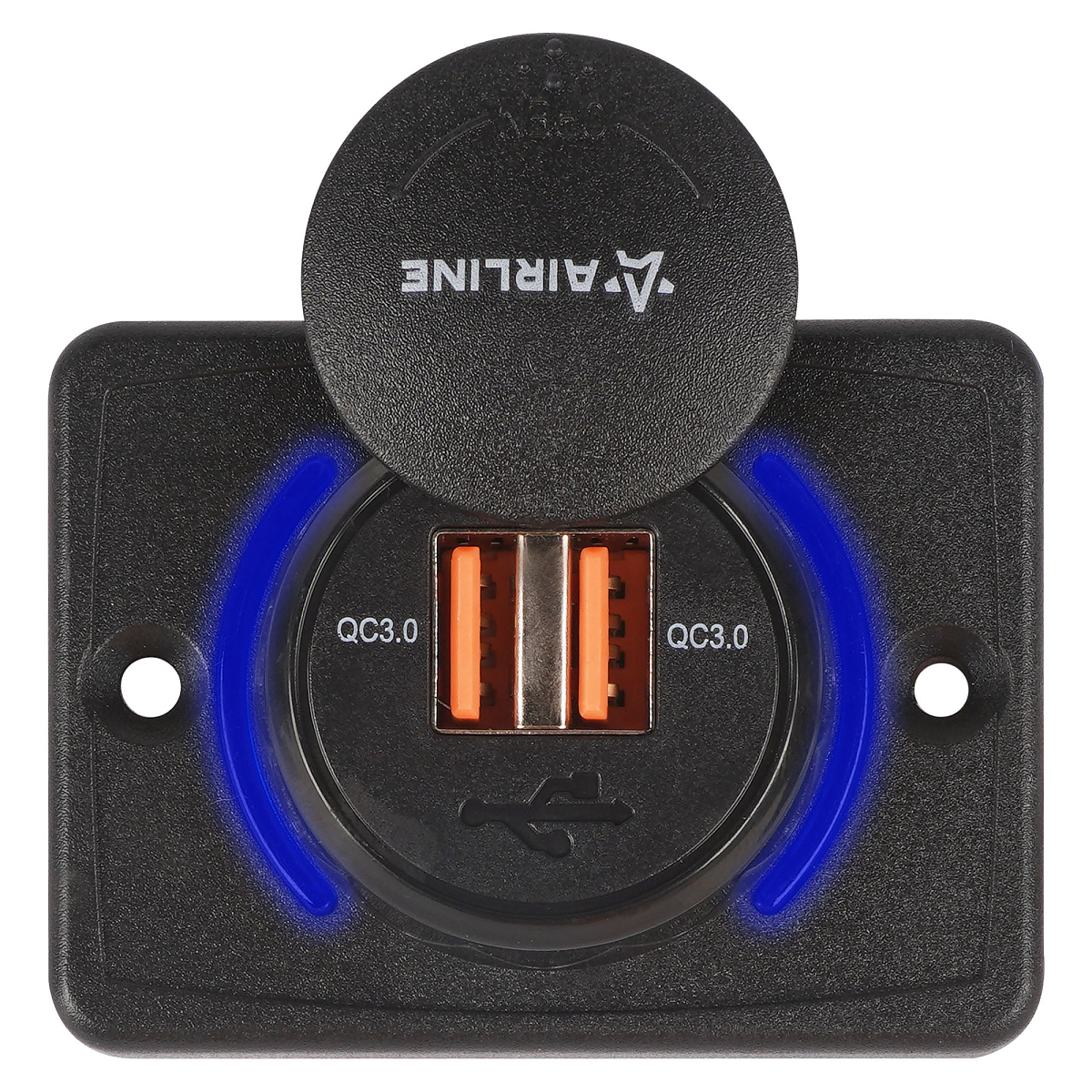 Розетка USB накладная c 2 портами (5В, QC3.0+QC3.0)