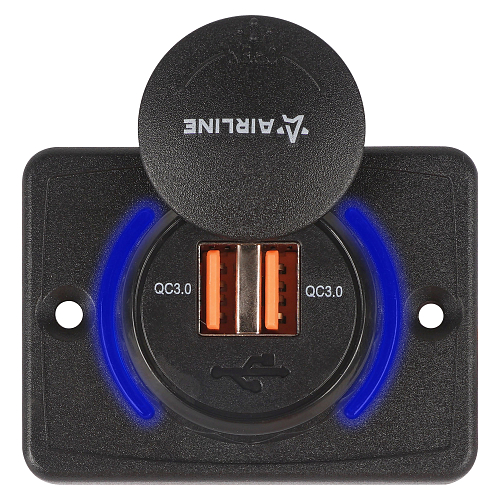 Розетка USB накладная c 2 портами (5В, QC3.0+QC3.0)
