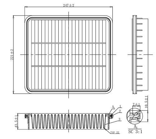 Фильтр воздушный для автомобилей Chery Tiggo FL (11-)/Fora A21 (06-) 1.6i/2.0i