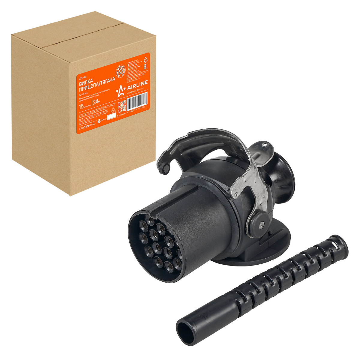 Вилка прицепа/тягача 24В 15 контактов пластик