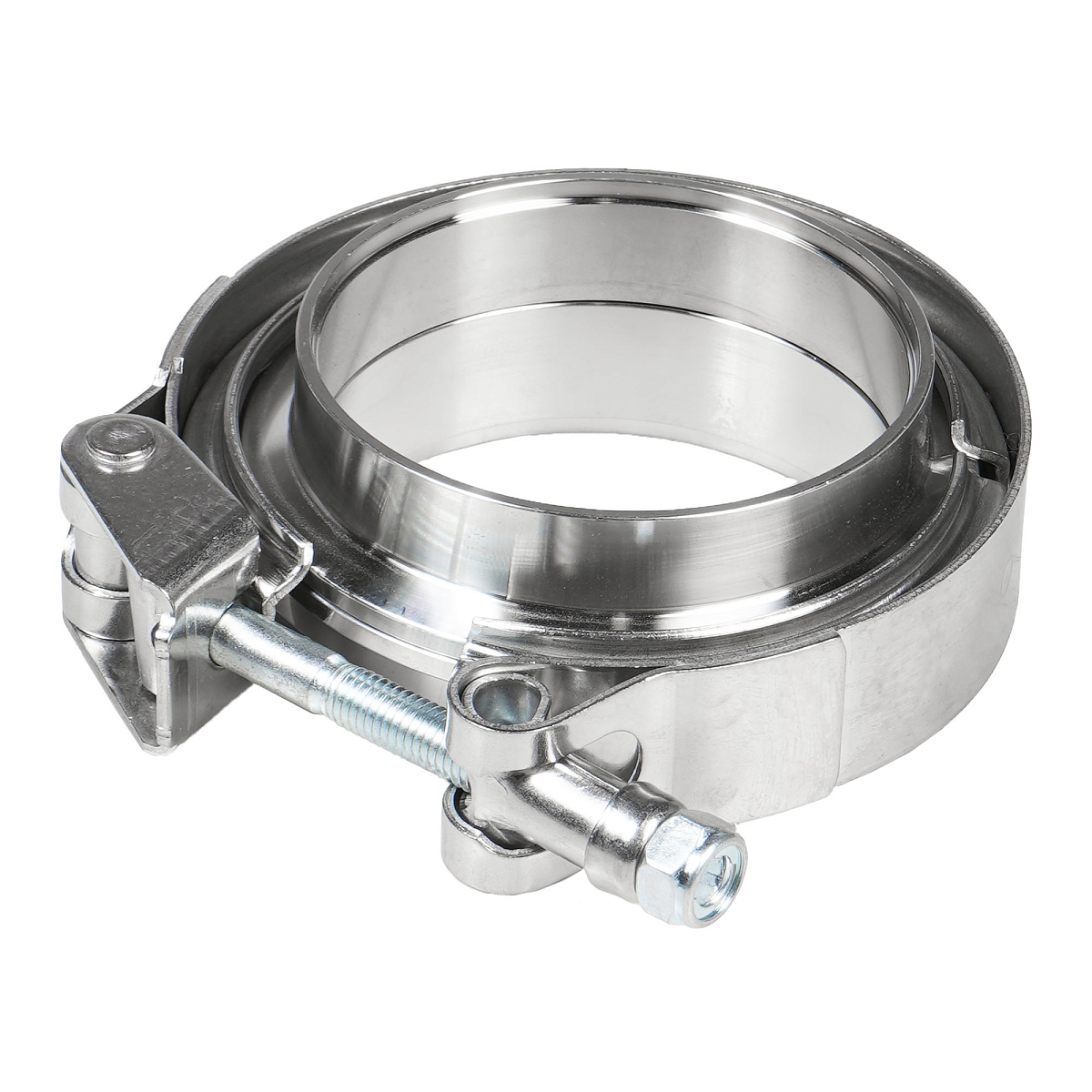 Хомут глушителя V-band быстросъемный (усиленный) с фланцами D=76 мм (нержавеющая сталь)