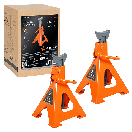 Стойка опорная 6т 400-620мм PRO, зубчатый механизм, доп.фиксатор, 2 шт.