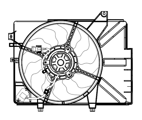 Электровентилятор охлаждения для автомобилей Hyundai Getz (02-) AT A/C+ (с кожухом)