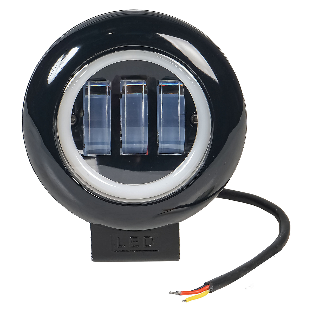 Фара светодиодная круглая, дальний свет, четкая СТГ + обод, 30Вт, 115х145х65мм, 12/24В, PRO