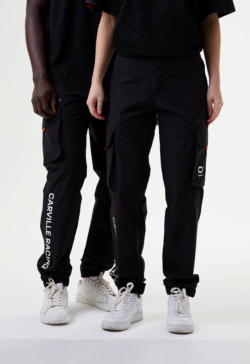 Брюки карго чёрные с принтом лого CR