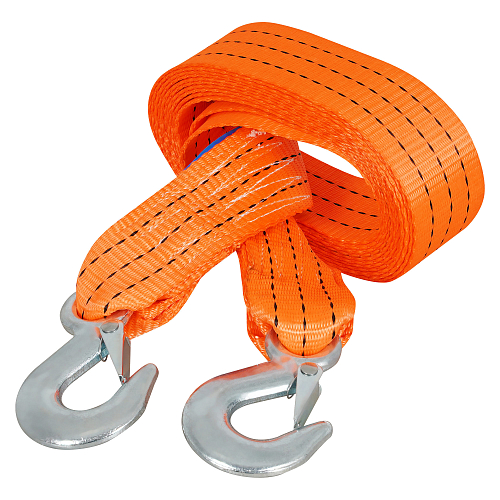 Трос VIP буксировочный усиленный (лента) 5 т, 5 м, 2 крюка, с мешком