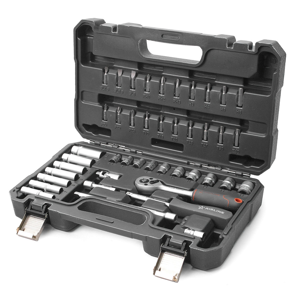 Набор головок и принадлежностей 43пр. (головки 1/4") пласт.кейс