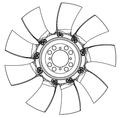 Крыльчатка вентилятора для автомобилей КАМАЗ Компас 9 (43089)/JAC N75/N80/N90