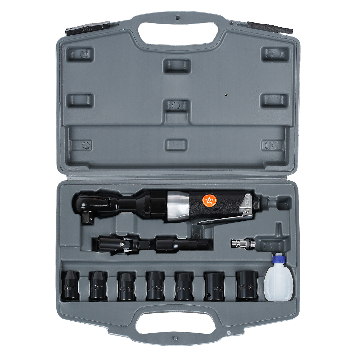 Трещотка пневматическая 1/2" 61Нм с головками 13пр. (9-19мм) кейс
