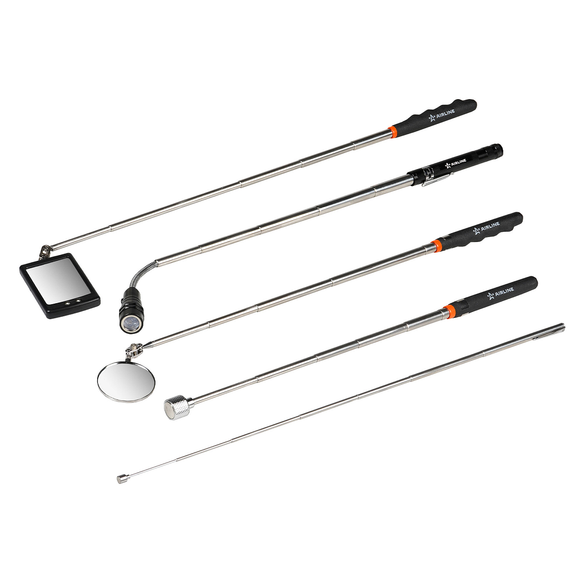 Инструмент инспекционный, набор 5 пр. (захват 2шт., зеркало 2шт., фонарь)