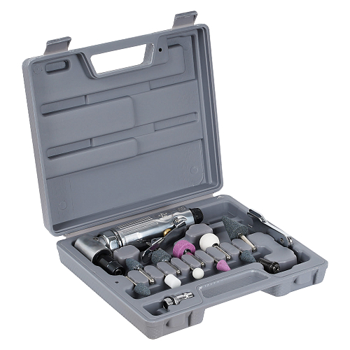 Машинка шлифовальная пневматическая 157мм, 20000об/мин угловая с оснасткой 16 пр. кейс