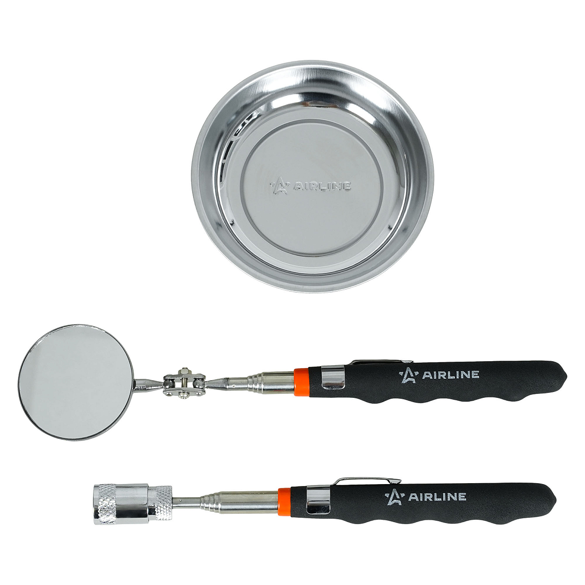 Инструмент инспекционный, набор 3пр. (захват телеск. c подсветкой 2.2кгс, зеркало телеск. D=50мм, магнит.тарелка 108мм)