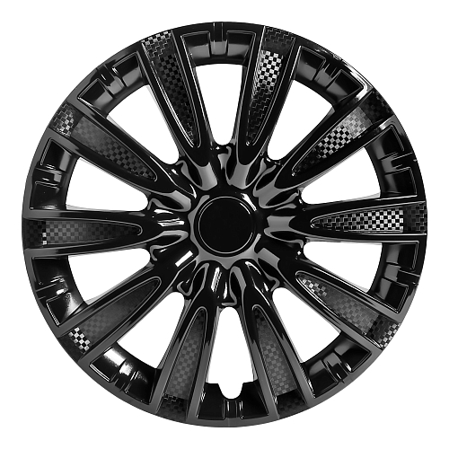 Колпаки колесные 15" "Торнадо", черный глянец, карбон, компл. 2 шт.