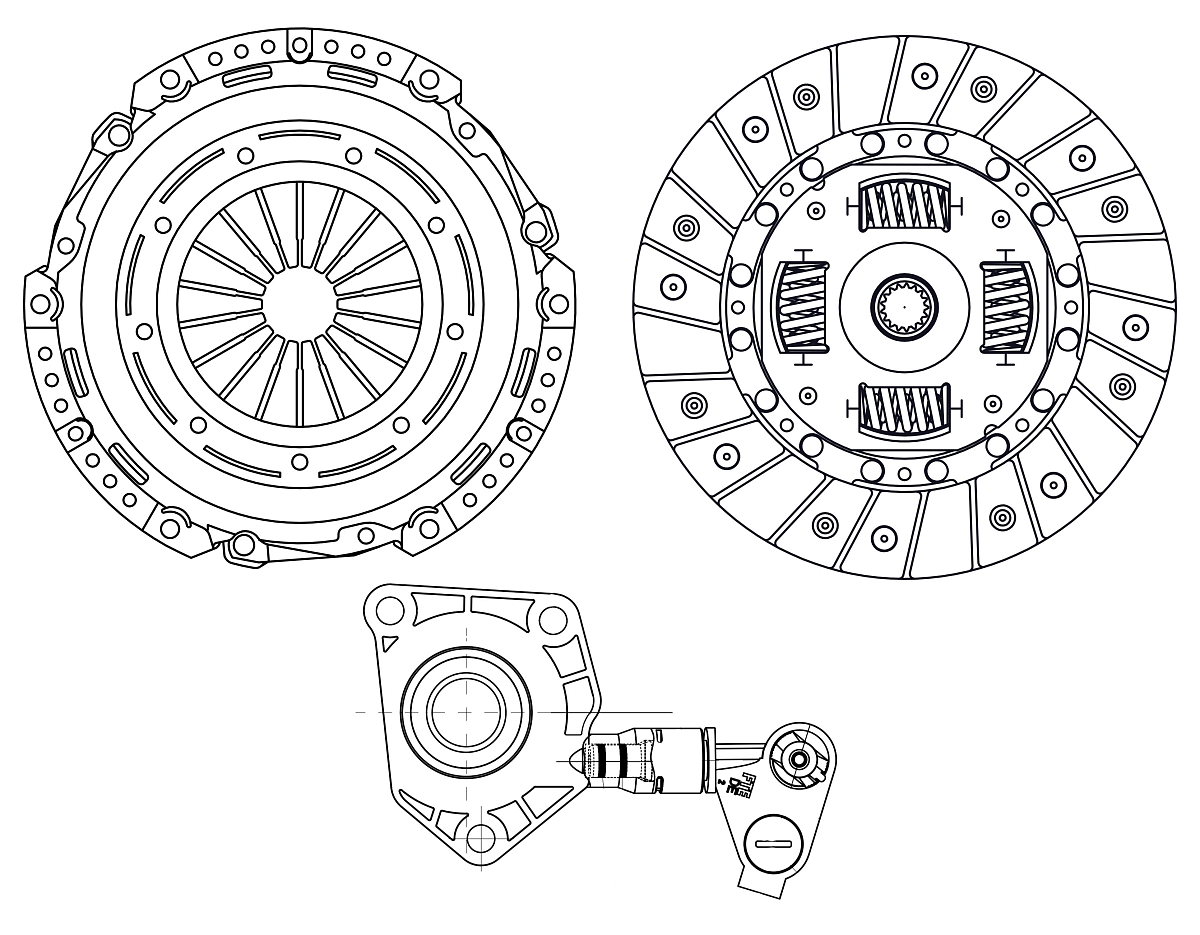 Комплект сцепления для автомобилей Ford Focus III (11-) 1.6i / Mondeo IV (07-) 1.6i в сборе с гидравлической муфтой