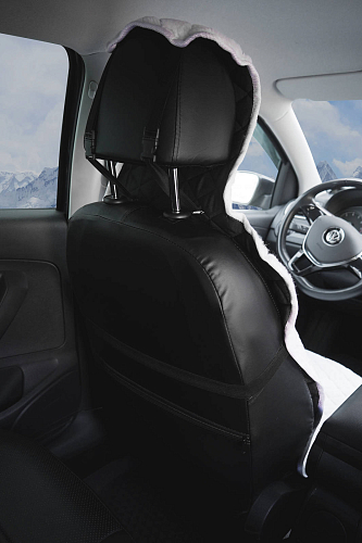 Накидка из искусственного меха, белая с коротким ворсом, на переднее сиденье, 1 шт.