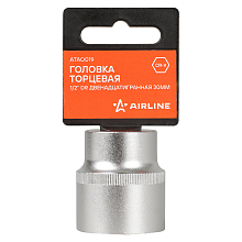 Головка торцевая 1/2"DR двенадцатигранная 30мм, L=38мм пласт.подвес