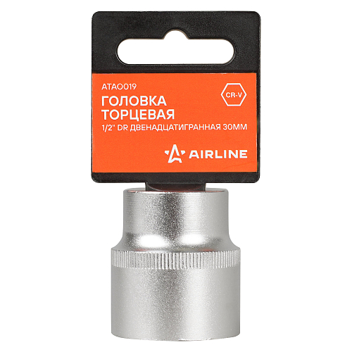 Головка торцевая 1/2"DR двенадцатигранная 30мм, L=38мм пласт.подвес